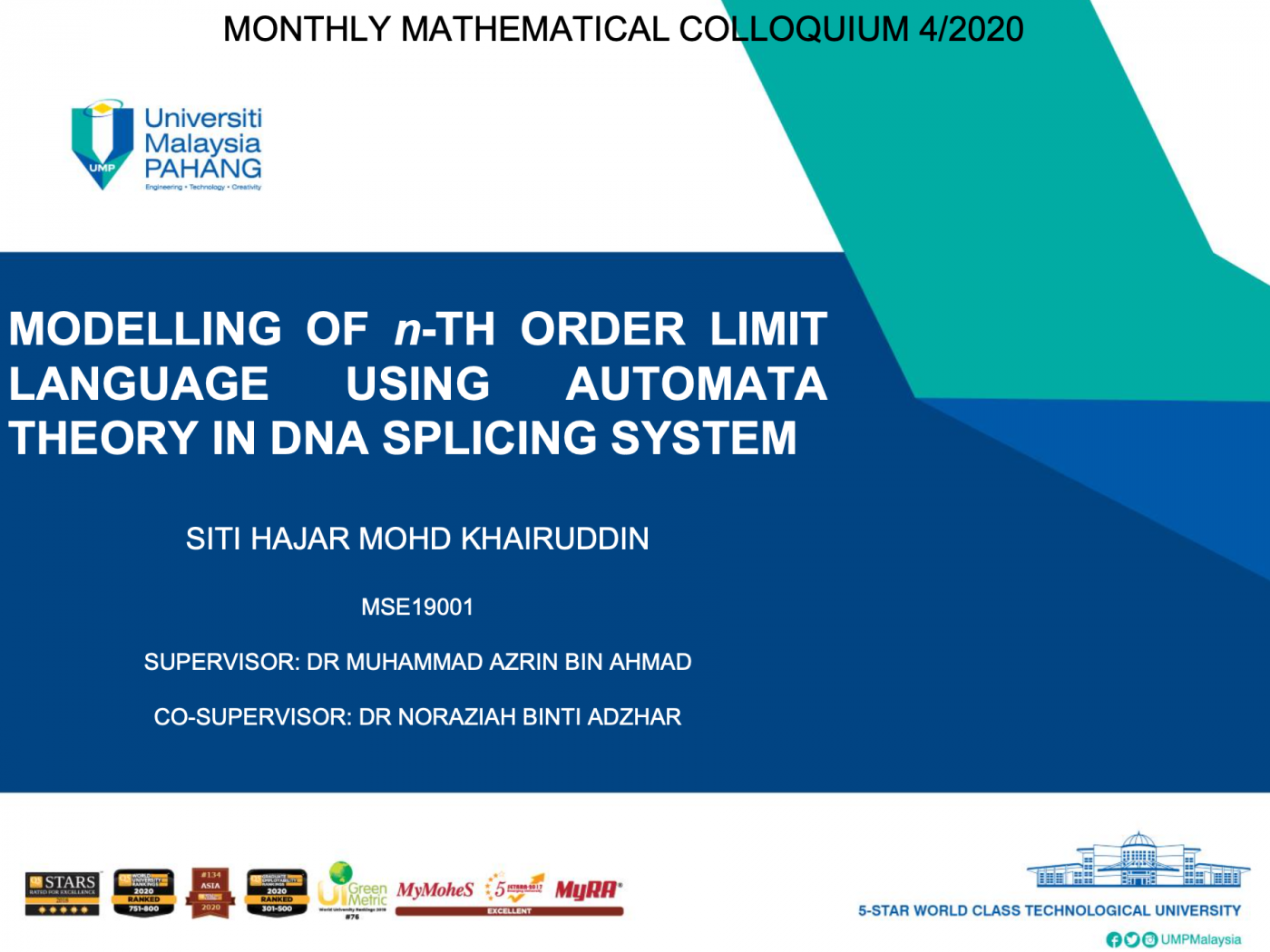 Monthly Mathematical Colloquium (MMC) 4, 2020